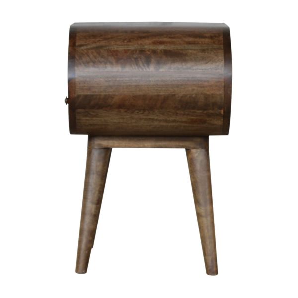 Solid Mango Wood Grey Washed Circular Bedside - Image 8
