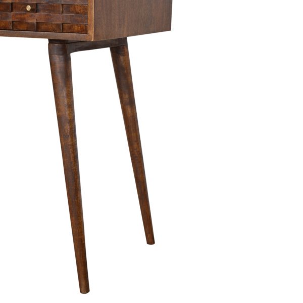 Solid Mango Wood Chestnut Finished 1 Drawer 1 Slot Tile Pattern Writing Desk - Image 7