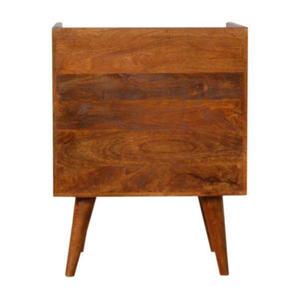 Solid Mango Wood Sunrise Chestnut Finished 1 Drawer 1 Slot Bedside - Image 9