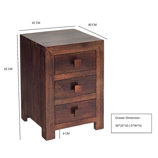 Toko Dark Mango 3 Drawer Bedside - Image 5