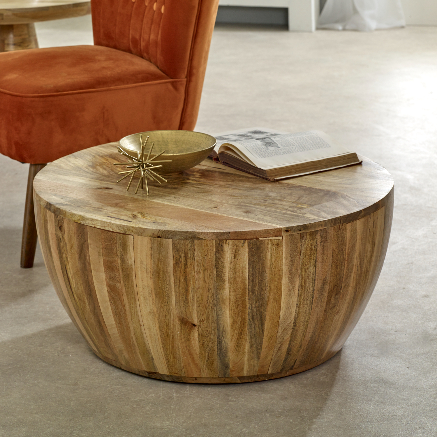 Surrey Solid Wood Drum Coffee Table - Image 4
