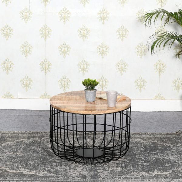 Surrey Solid Wood & Metal Wire Coffee Table - Image 6