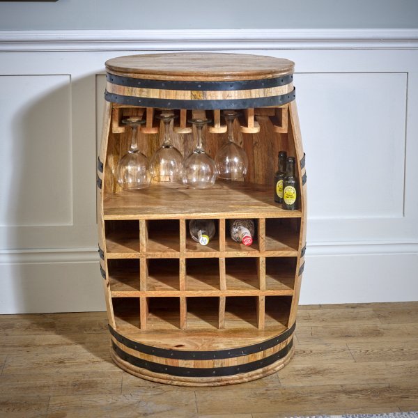 Surrey Solid Dark Wood Barrel Wine Sideboard - Image 7