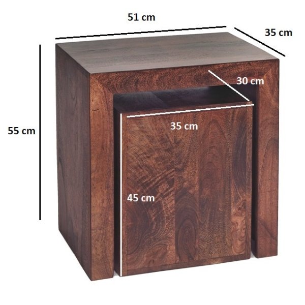 Toko Dark Mango Cubed Nest of 2 Tables - Image 2