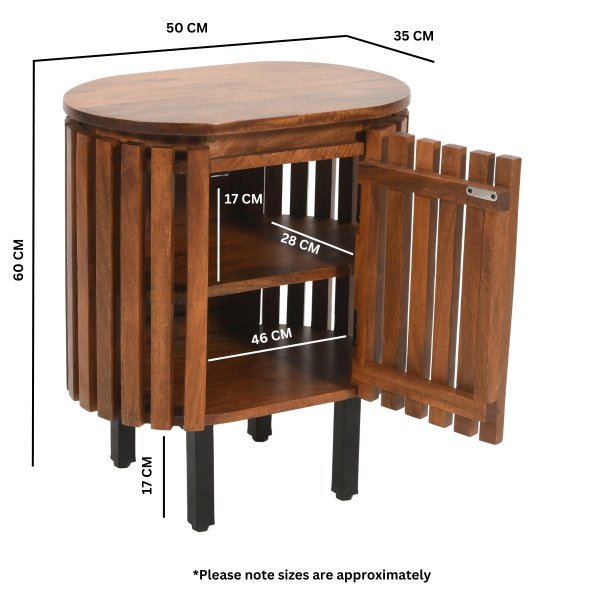 Slatted Mango Wood Bedside Table - Image 5