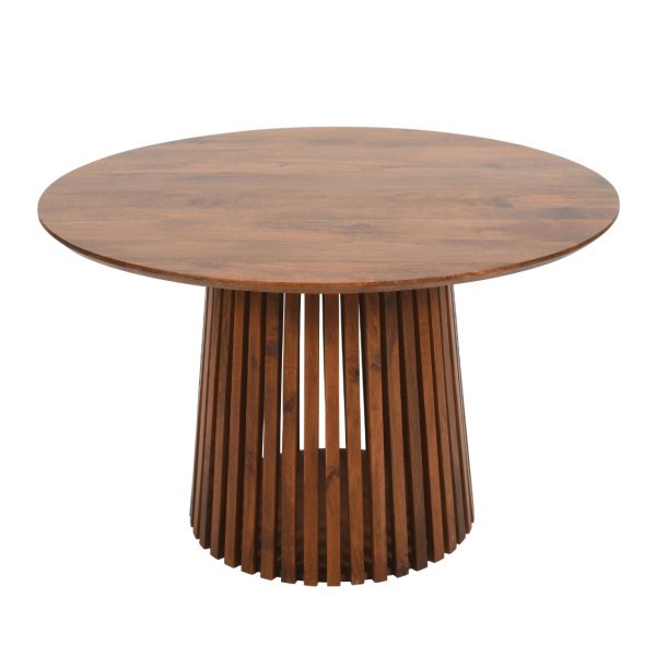 Slatted Mango Wood Round Dining Table - Image 2