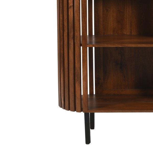 Slatted Mango Wood Bookcase - Image 2