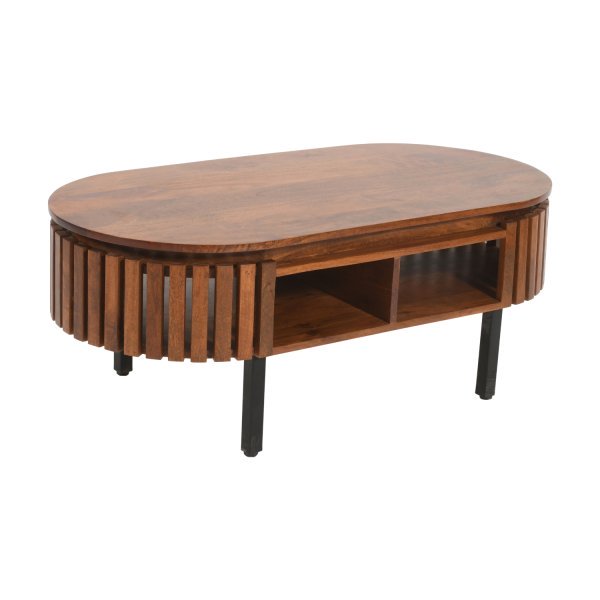 Slatted Mango Wood Coffee Table Rectangular - Image 3