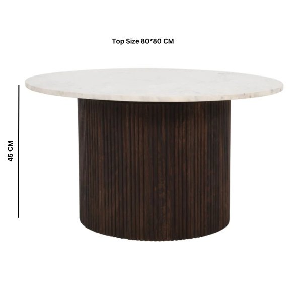 Opal Mango Wood Coffee Table With Marble Top - Image 4