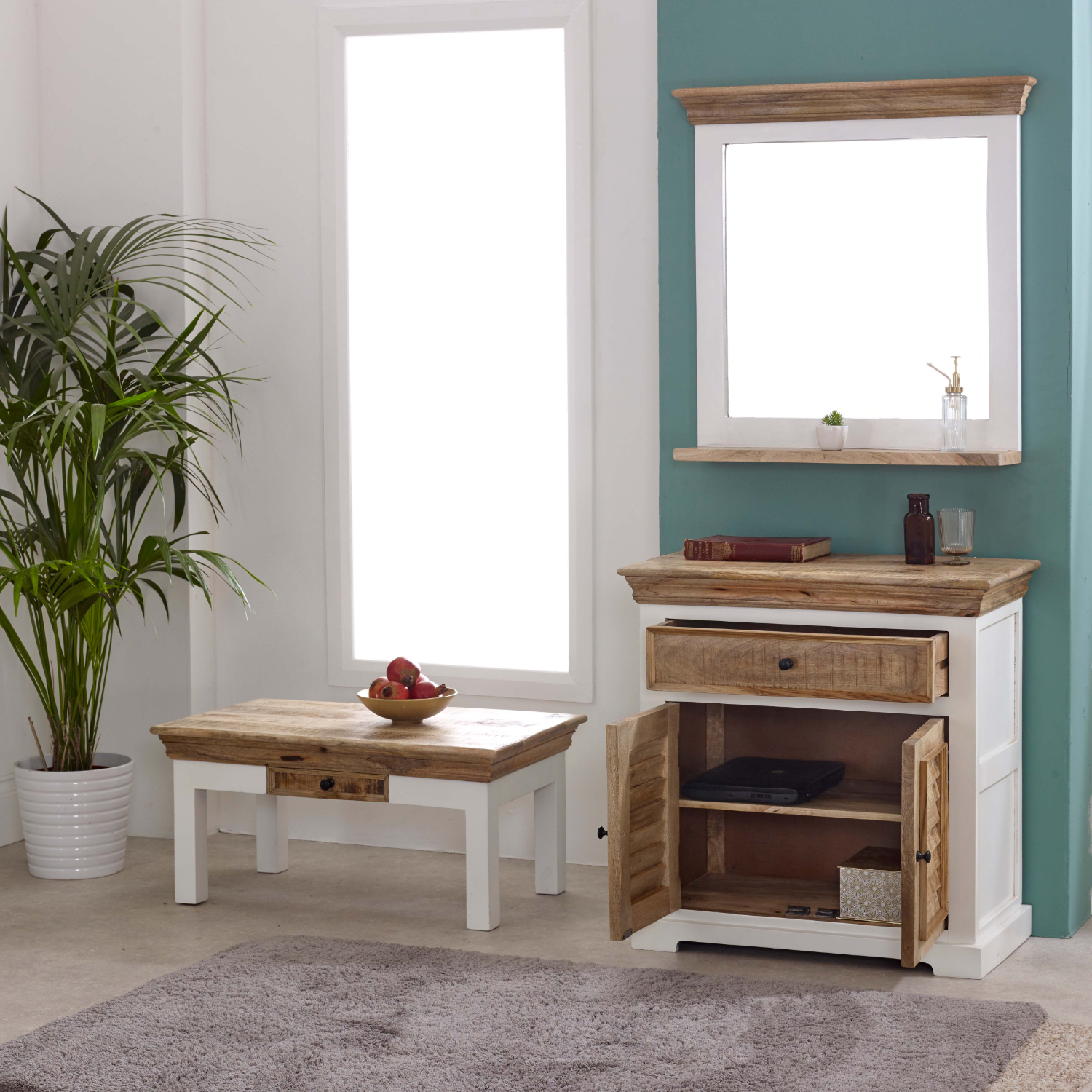 Alfie Mirror Frame With Shelf Solid Mango Wood - Image 10