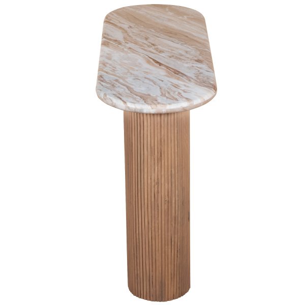 Ashford Natural Marble & Wood Pedestal Console Table - Image 3