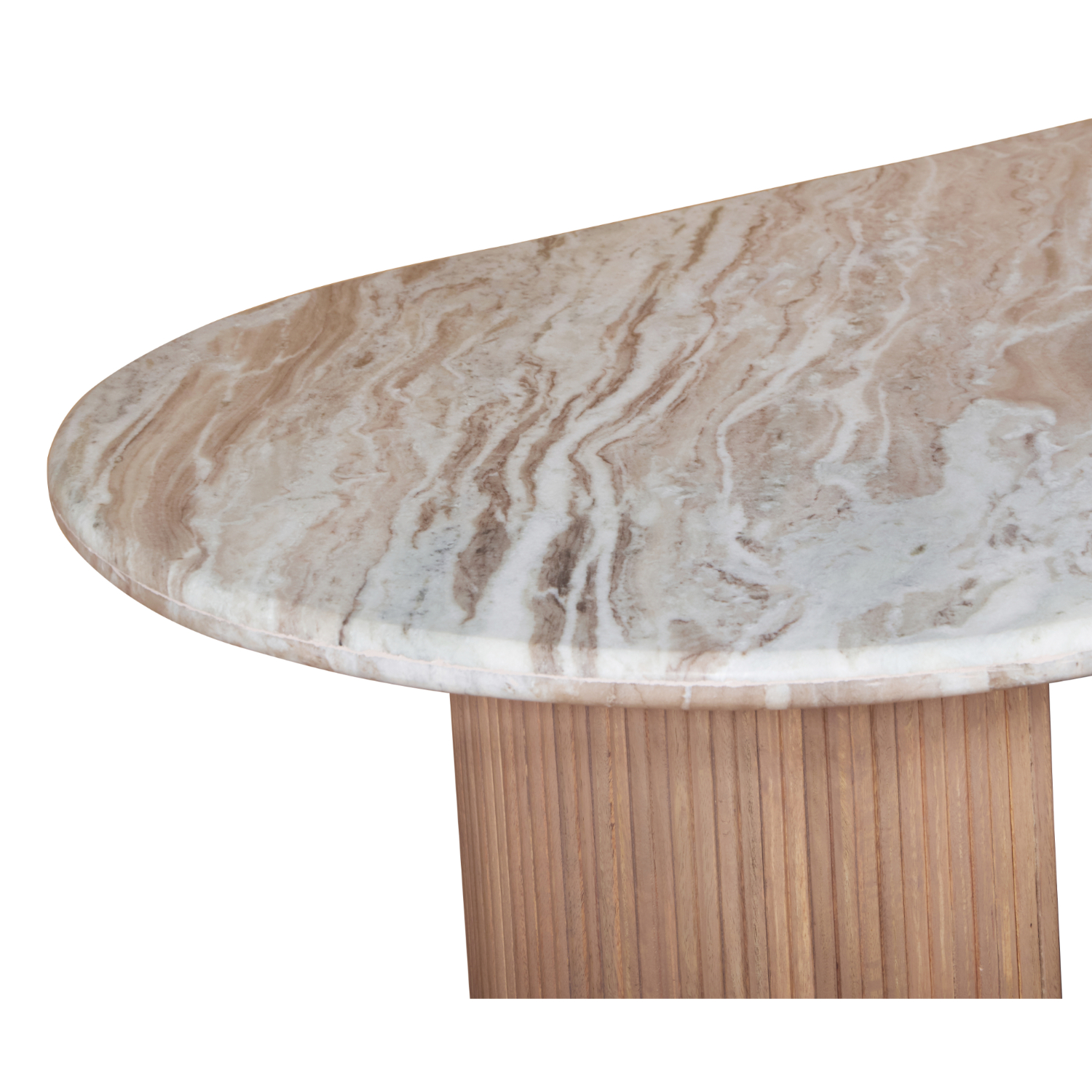 Ashford Natural Marble & Wood Pedestal 6-8 Seater Dining Table - Image 3
