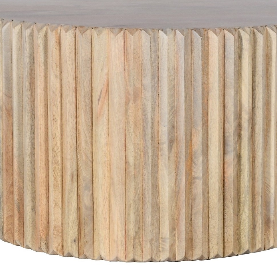 Hudson Carved Mango Wood Round Coffee Table - Image 2