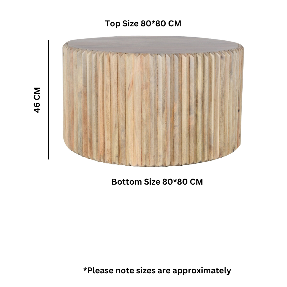 Hudson Carved Mango Wood Round Coffee Table - Image 3