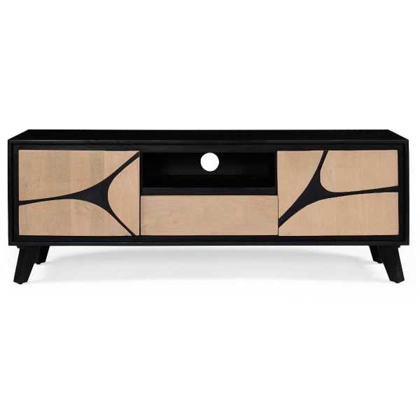 Boho Solid Wood Tv Cabinet With Wooden Legs - Image 8