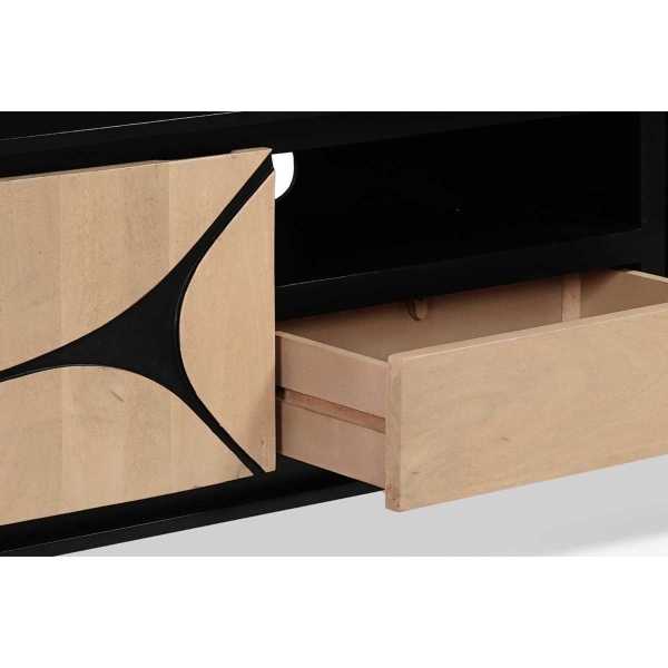 Boho Solid Wood Tv Cabinet With Wooden Legs - Image 4