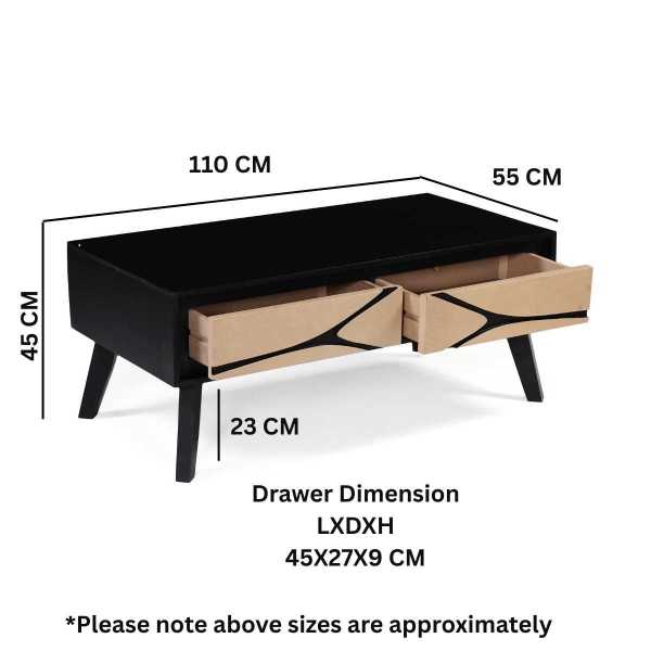 Boho 2 Drawer Coffee Table - Image 7