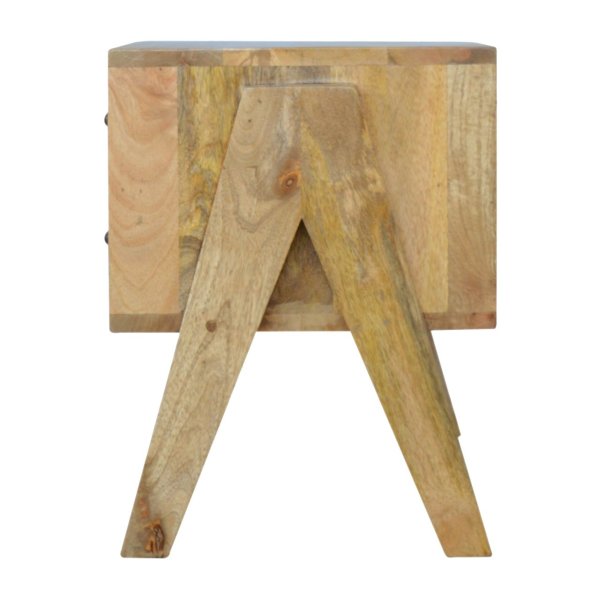 Solid Mango Wood Oak Finished 2 Drawer 2 Slots Trestle Media Unit - Image 8