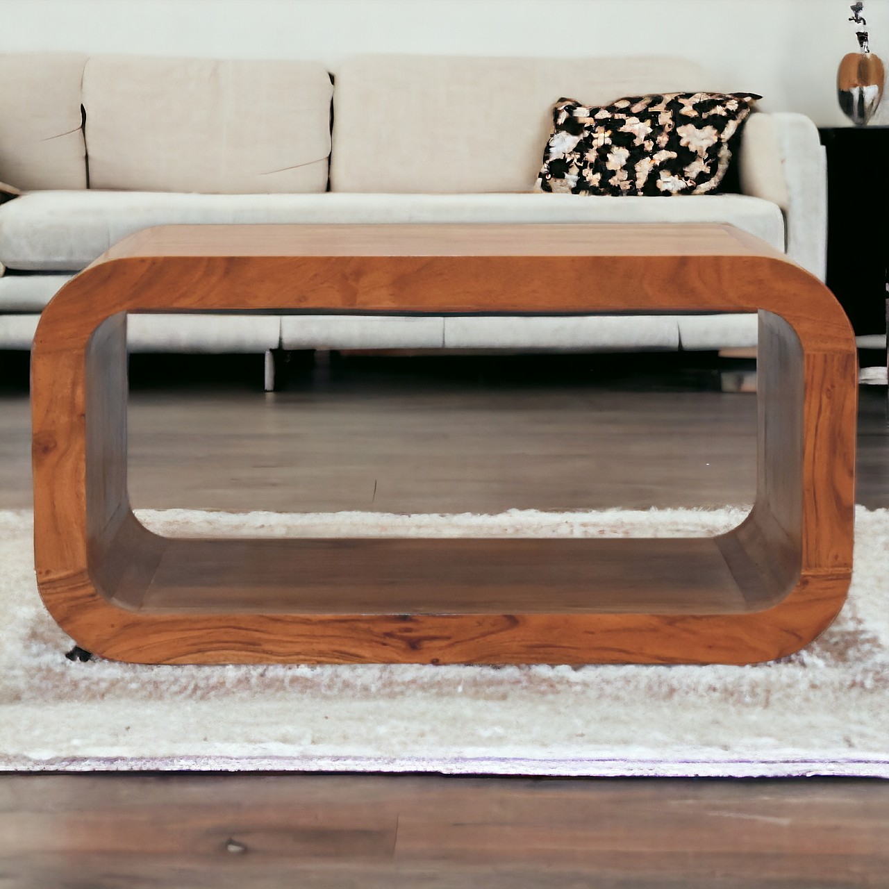 Solid Mango Wood Solid Acacia Wood Caramel Finish Darcy Media Unit