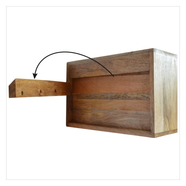 Solid Mango Wood Oak Finished 2 Drawer Wall Mounted Bedside - Image 8