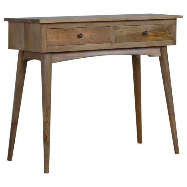 Solid Mango Wood Hallway 2 Drawer Console Table - Image 3