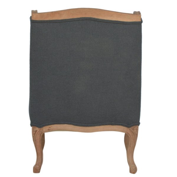 Solid Mango Wood Sun Bleached Finished Grey Upholstered Chair - Image 6