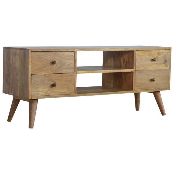 Solid Mango Wood Nordic Entertainment Unit - Image 2