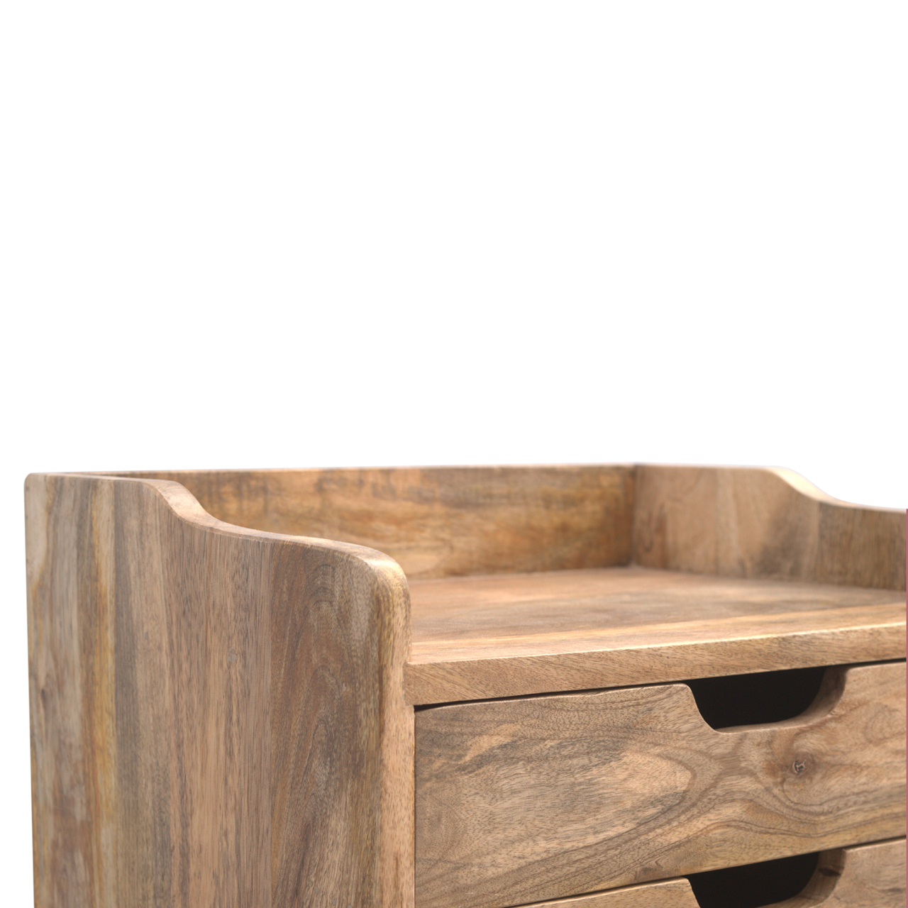 Solid Mango Wood 3 Drawer Gallery Bedside - Image 5