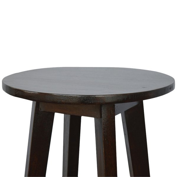 Solid Mango Wood California Walnut Finished Stool with Step - Image 3