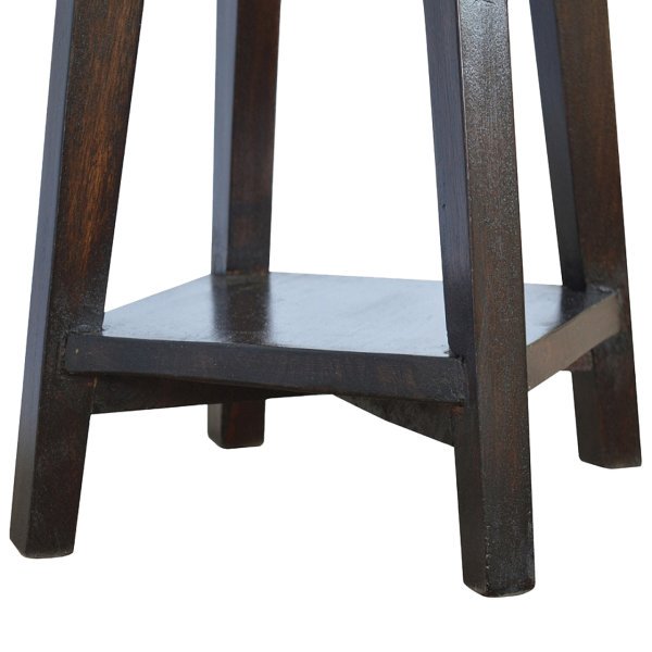 Solid Mango Wood California Walnut Finished Stool with Step - Image 5