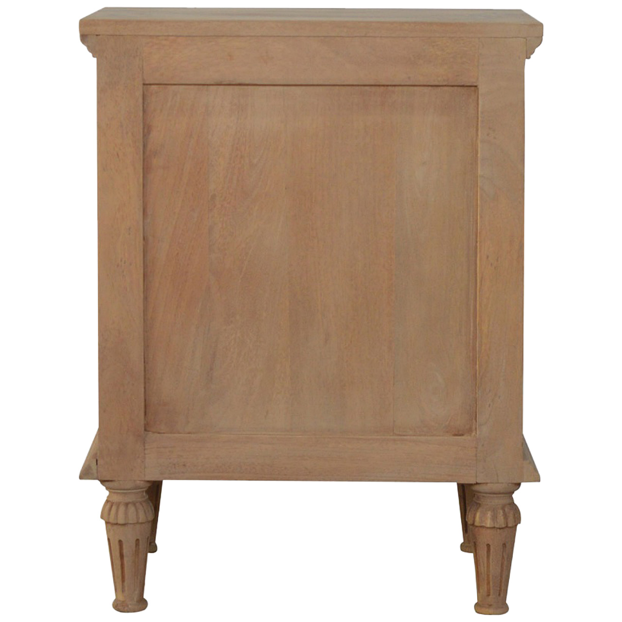 Solid Mango Wood Sun Bleached 3 Drawer Bedside Table with Turned Feet - Image 8