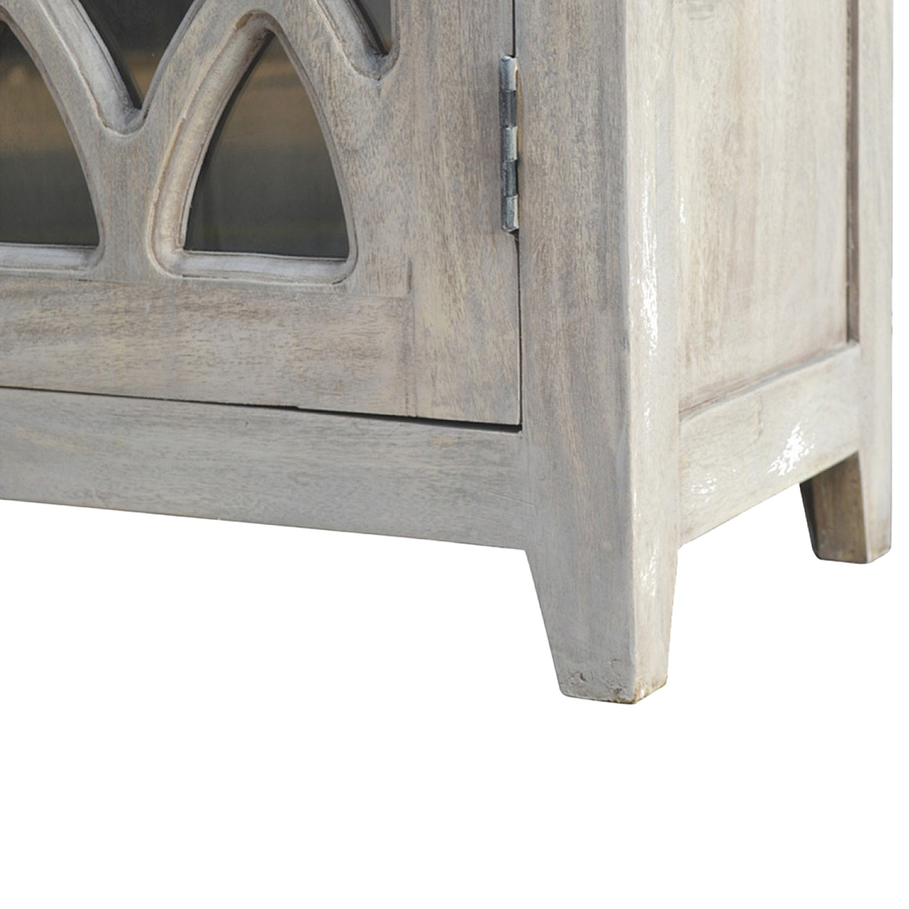 Solid Mango Wood Acid Stone Wash 2 Glass Door Sideboard - Image 6
