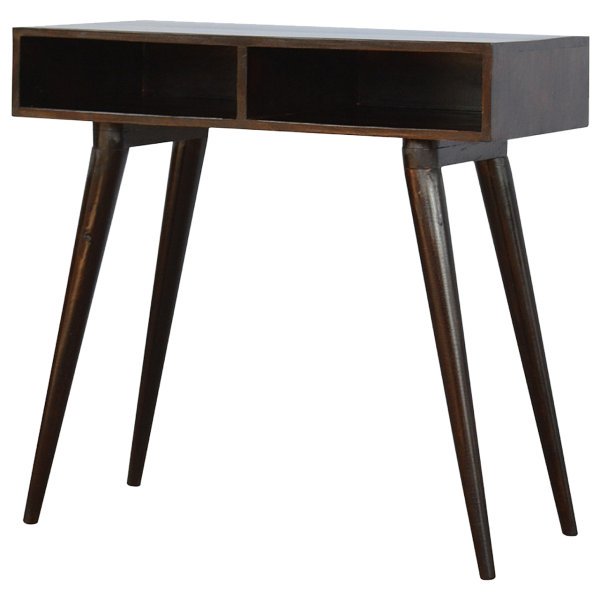 Solid Mango Wood California Walnut Finished 2 Slots Open Writing Desk - Image 2