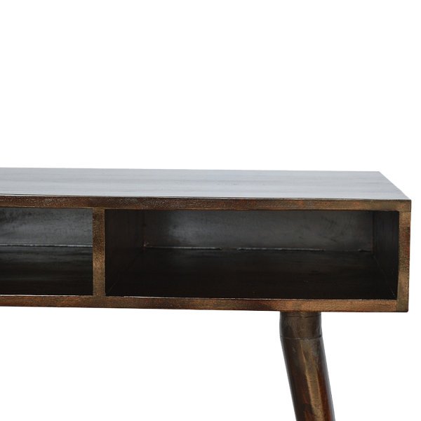 Solid Mango Wood California Walnut Finished 2 Slots Open Writing Desk - Image 5