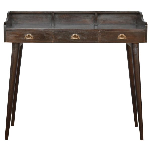 Solid Mango Wood Walnut Gallery Shell Writing Desk