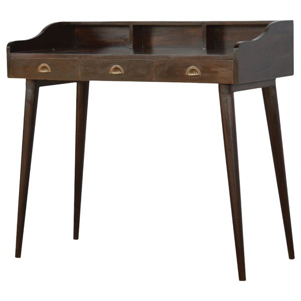Solid Mango Wood Walnut Gallery Shell Writing Desk - Image 3