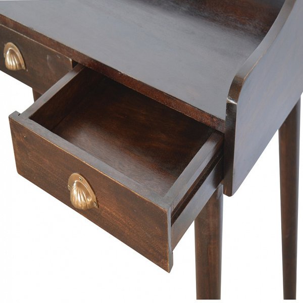 Solid Mango Wood Walnut Gallery Shell Writing Desk - Image 7