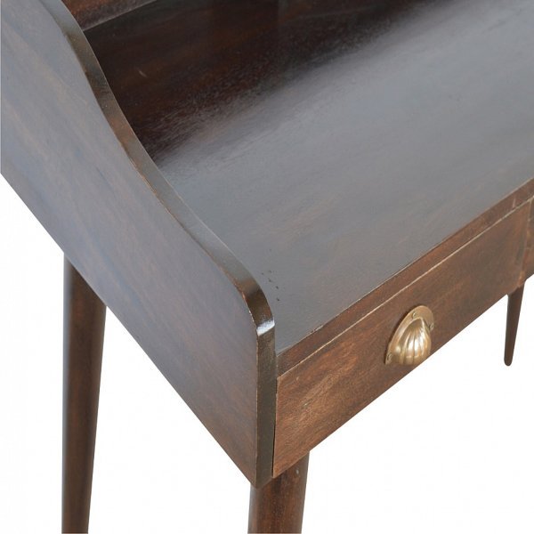 Solid Mango Wood Walnut Gallery Shell Writing Desk - Image 6