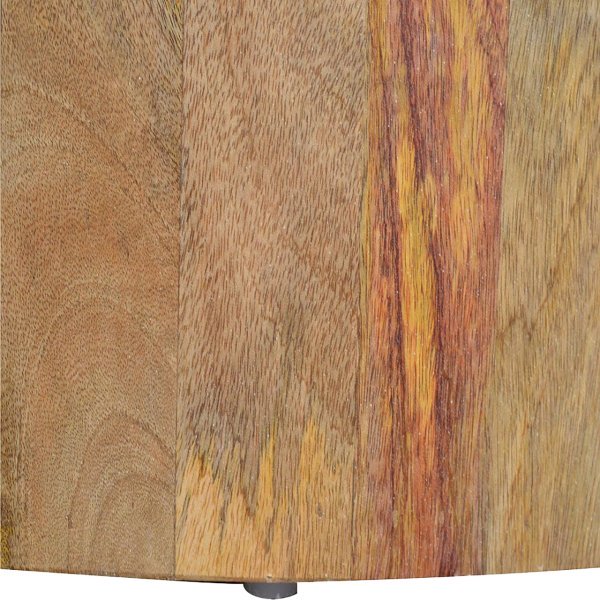 Solid Mango Wood Oak Finished Round Wooden Coffee Table - Image 4