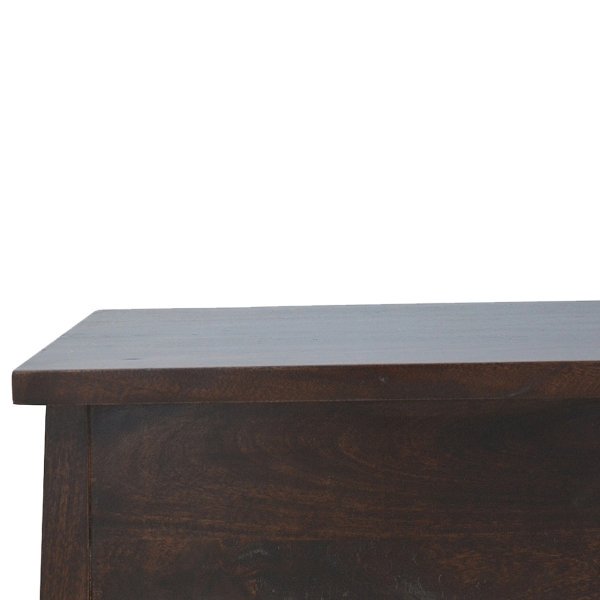 Solid Mango Wood California Walnut Finished Lift up Stay Up Lid Hallway Storage Bench - Image 6