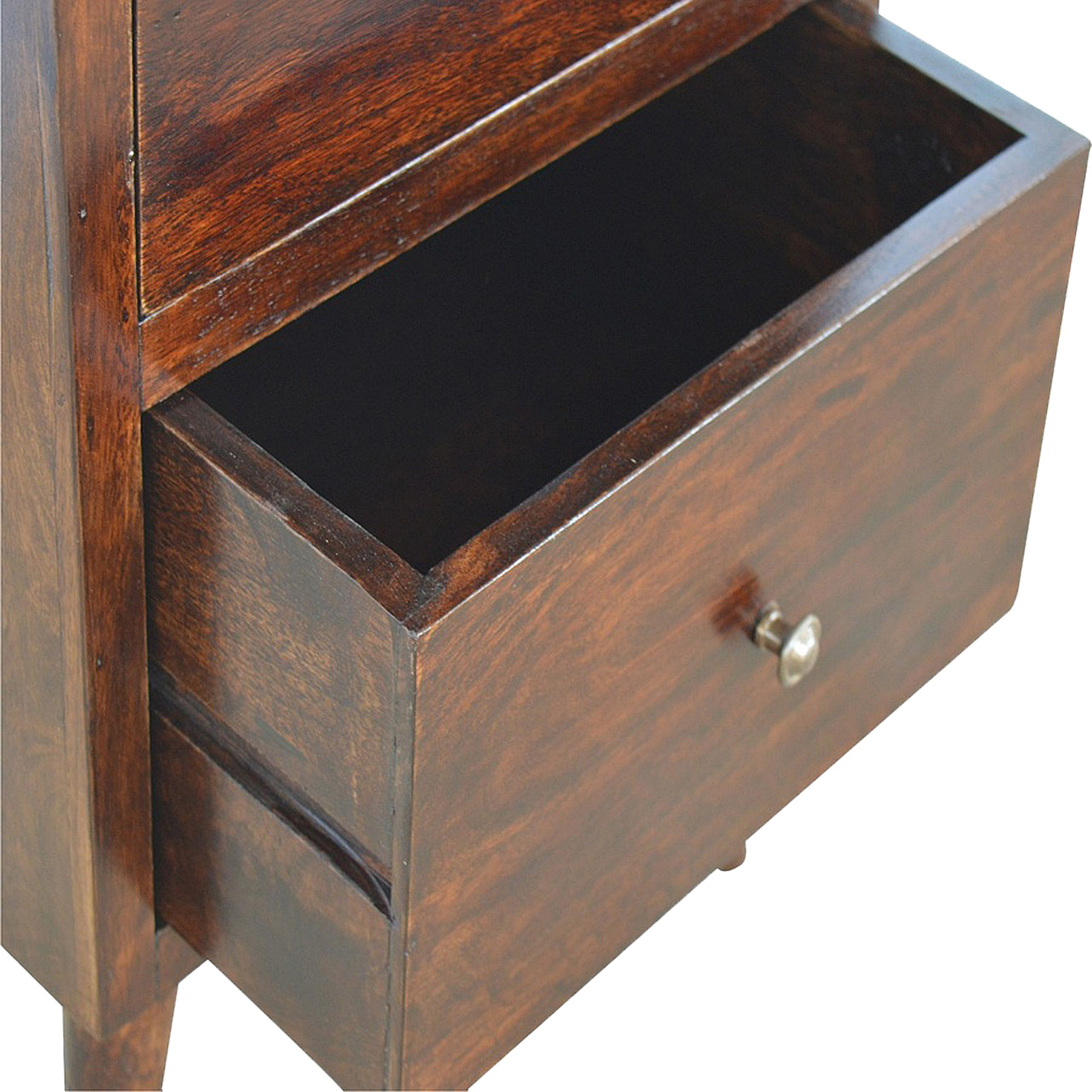 Solid Mango Wood California Walnut Finished 2 Drawer Nordic Bedside - Image 6