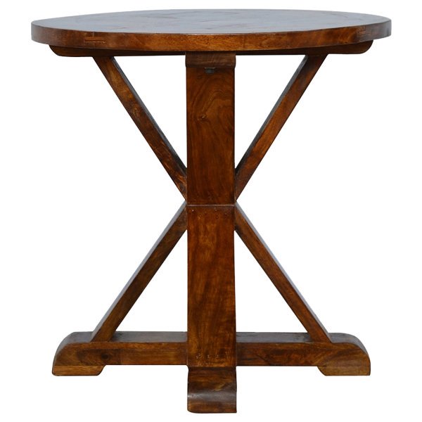 Solid Mango Wood Chestnut Finished Tristle Round Table