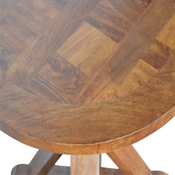 Solid Mango Wood Chestnut Finished Tristle Round Table - Image 2