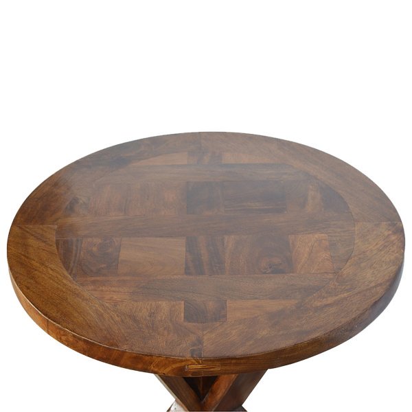 Solid Mango Wood Chestnut Finished Tristle Round Table - Image 3