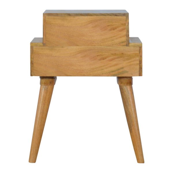Solid Mango Wood Oak Finished Blush and White Painted 2 Drawer Bedside - Image 7
