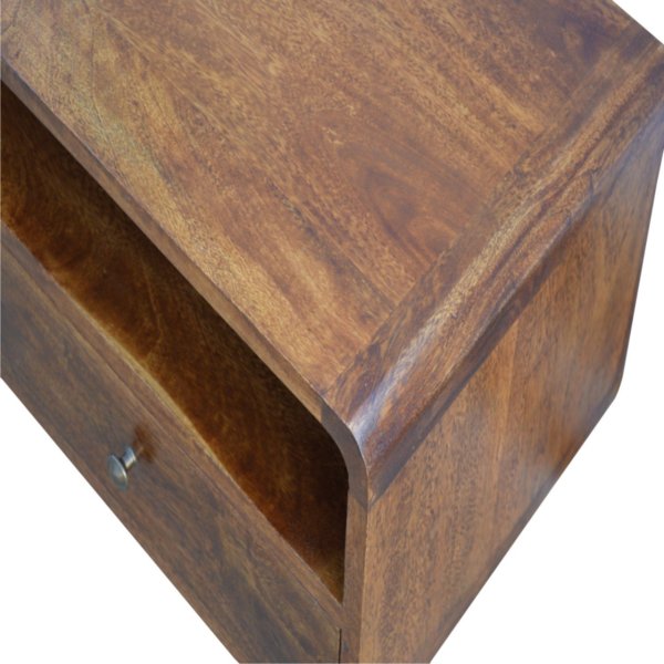 Solid Mango Wood Curved Chestnut Media Unit - Image 3