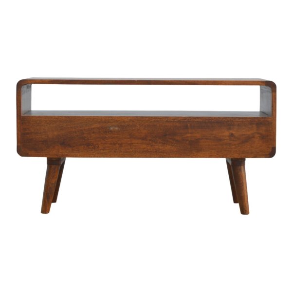 Solid Mango Wood Curved Chestnut Media Unit - Image 8