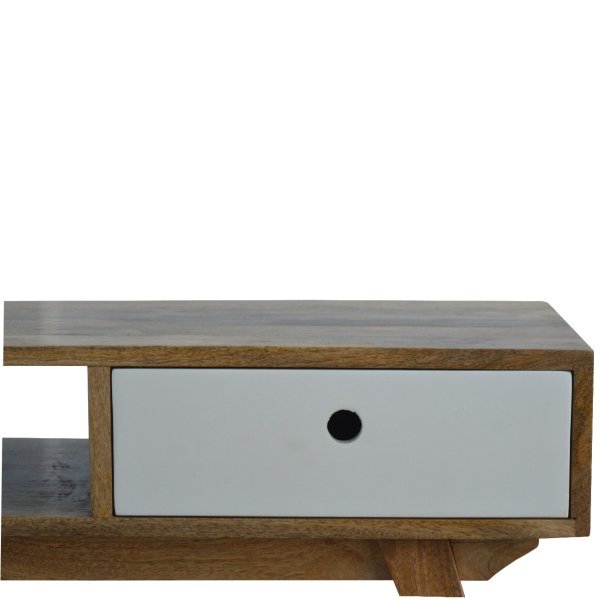 Solid Mango Wood Oak Finished Two Tone Hand Painted Media Unit - Image 4