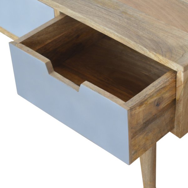 Solid Mango Wood Grey Painted 3 Drawer Media Unit - Image 6