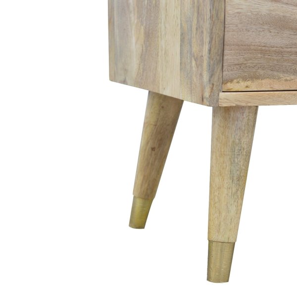 Solid Mango Wood Oak Finished 2 Drawers 1 Slot Gold Inlay Media Unit - Image 7